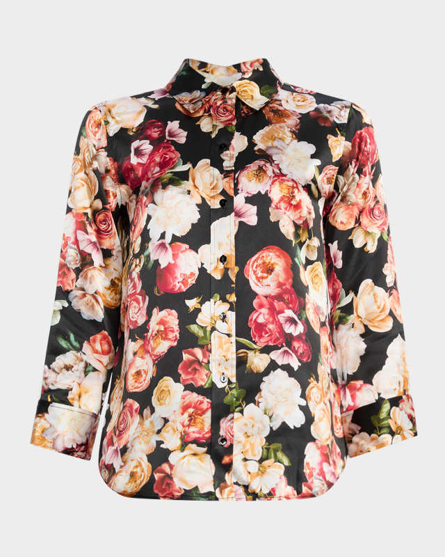 Multi Cluster Floral Dani Silk Blouse